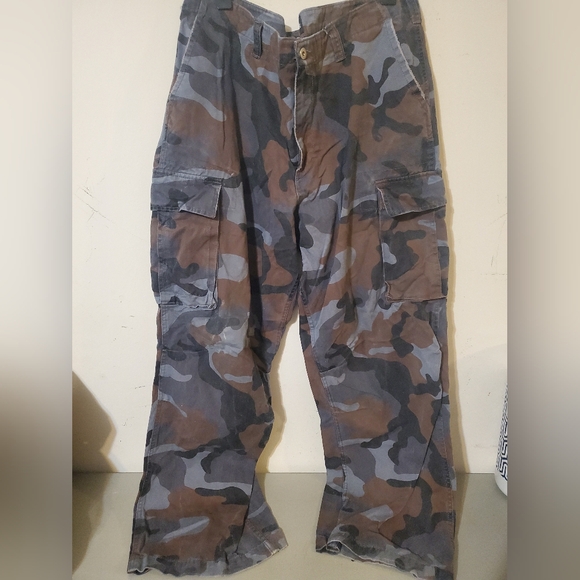 No Boundaries Other - Y2k Mens Camo Cargo Pants Brown Gray Black Mens 38×32 Gorpcore